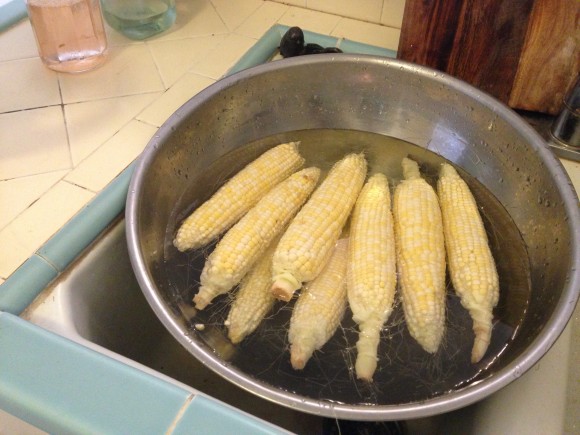 Cooking up the sweet corn!